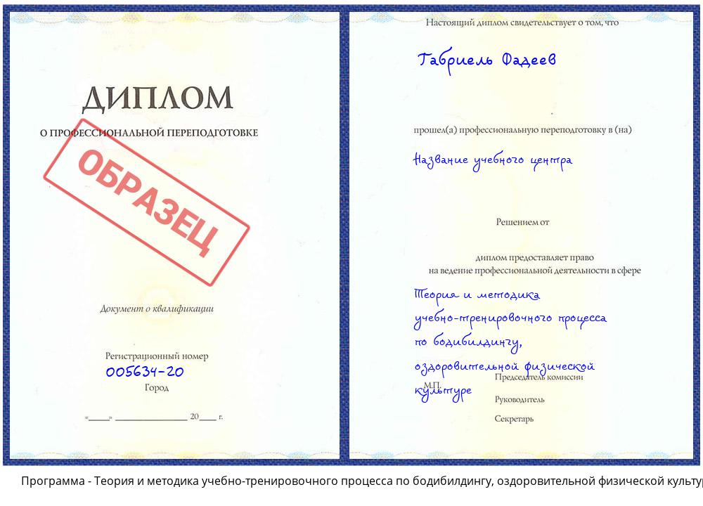 Теория и методика учебно-тренировочного процесса по бодибилдингу, оздоровительной физической культуре Новосибирск