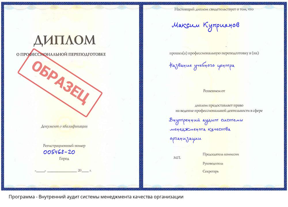 Внутренний аудит системы менеджмента качества организации Новосибирск