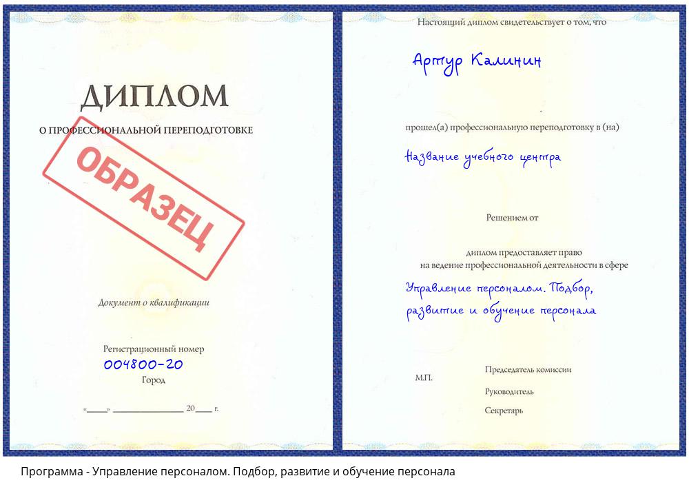 Управление персоналом. Подбор, развитие и обучение персонала Новосибирск