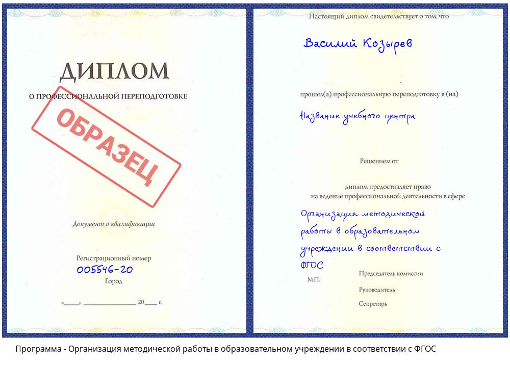 Организация методической работы в образовательном учреждении в соответствии с ФГОС Новосибирск