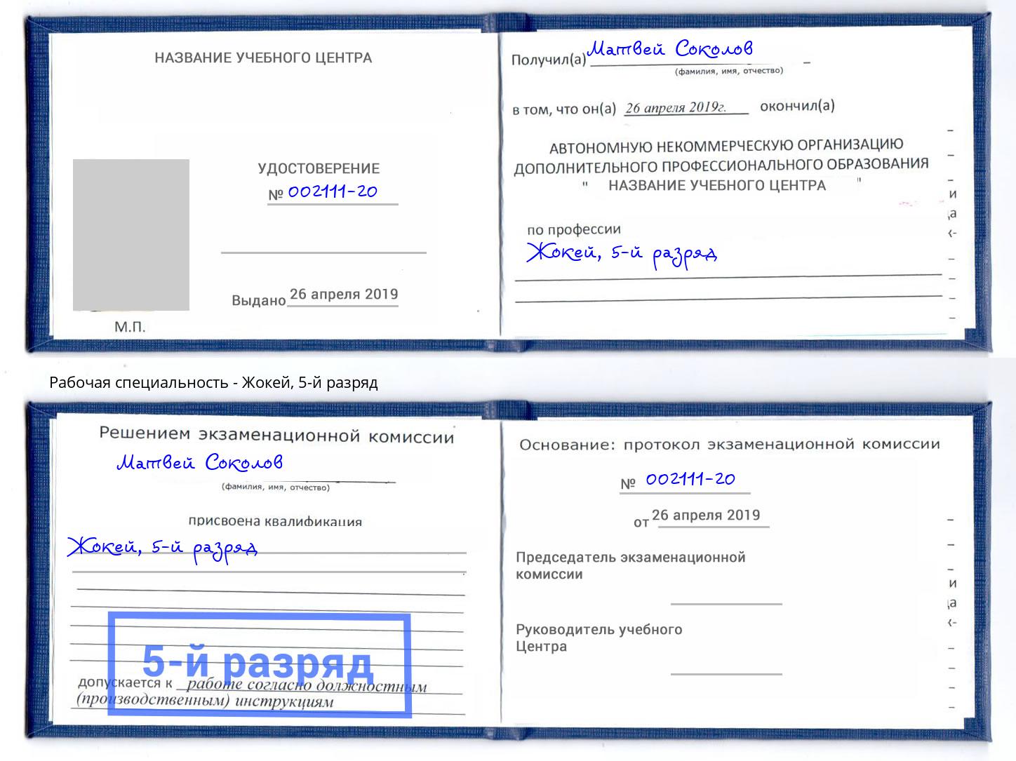 корочка 5-й разряд Жокей Новосибирск